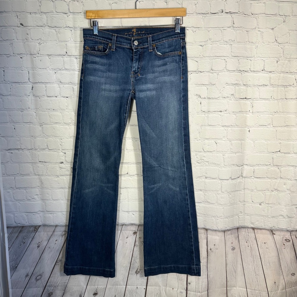 7 For All‎ Mankind Dojo Wide Leg Flare Jeans 29 Medium Wash Denim Womens